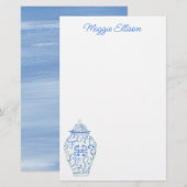 Waterverf van Chinoiserie Ginger Jar Stationery Briefpapier (Voorkant / Achterkant)