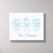 Waterverf van Chinoiserie Ginger Jar Vase Canvas Afdruk (Voorkant)