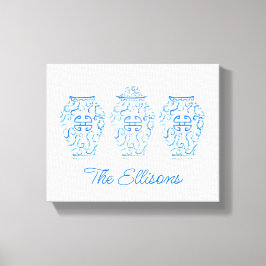 Waterverf van Chinoiserie Ginger Jar Vase Canvas Afdruk