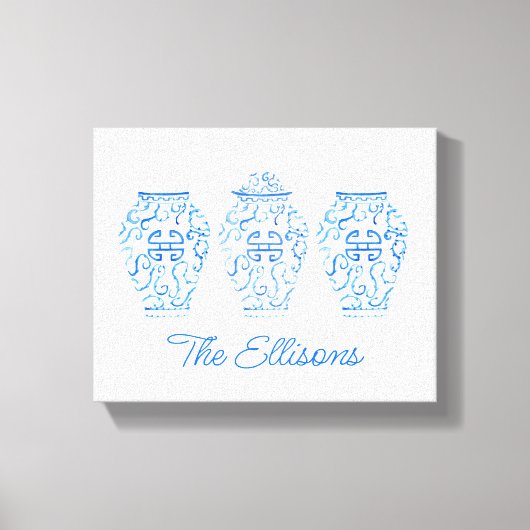 Waterverf van Chinoiserie Ginger Jar Vase Canvas Afdruk (Voorkant)