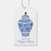 Waterverf van Chinoiserie Ginger Jar Vase Gift Lab Cadeaulabel (Voorkant)