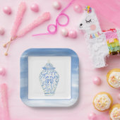 Waterverf van Chinoiserie Ginger Jar Vase Papieren Bordje (Feest)