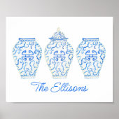 Waterverf van Chinoiserie Ginger Jar Vase Poster (Voorkant)