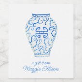 Waterverf van Chinoiserie Ginger Jar Vase Wijn Etiket (Enkel label)