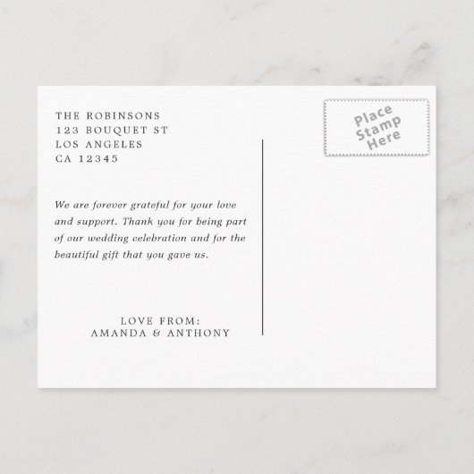 Waterverf van chocolade Floral Weddenschap Dank je Briefkaart (Achterkant)