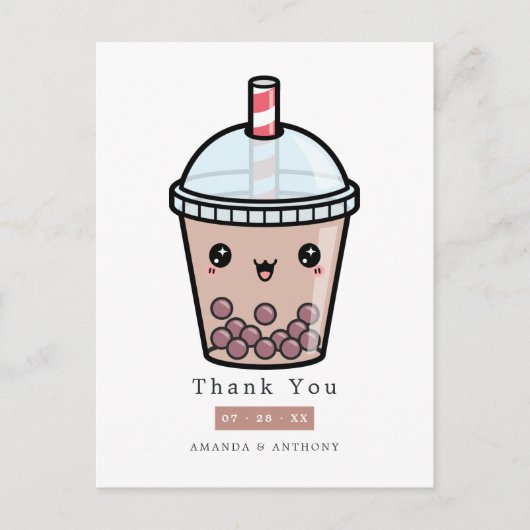 Waterverf van chocolade Floral Weddenschap Dank je Briefkaart (Voorkant)