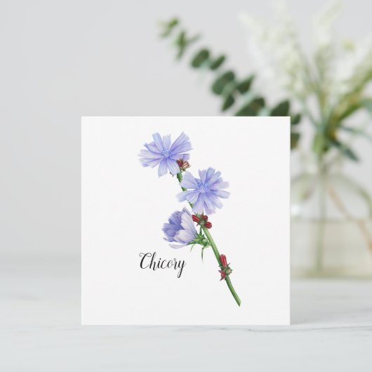 Waterverf van cichoreibloemen kaart (Staand voorkant)