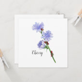 Waterverf van cichoreibloemen kaart (Voorkant / Achterkant in situ)