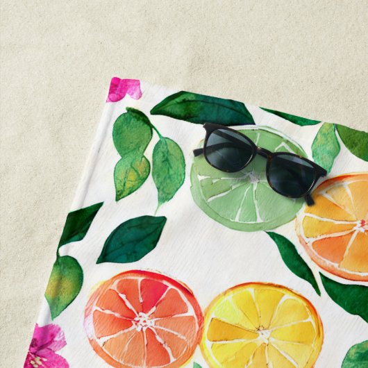 Waterverf van citrusvruchten, botanisch strandlaken (In situ)