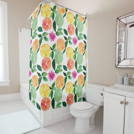 Waterverf van citrusvruchten-botanische flessen douchegordijn (In situ)
