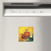 Waterverf van cool orientale chinese rode papaverb magneet (Insitu (Vaatwasser))