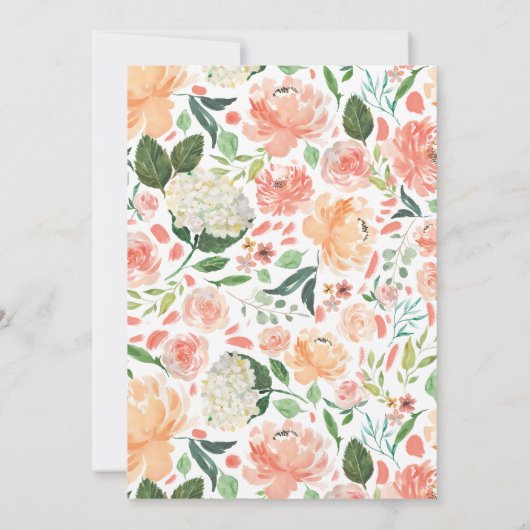 WATERVERF van CORA Perzons Floral Wedding Kaart (Achterkant)