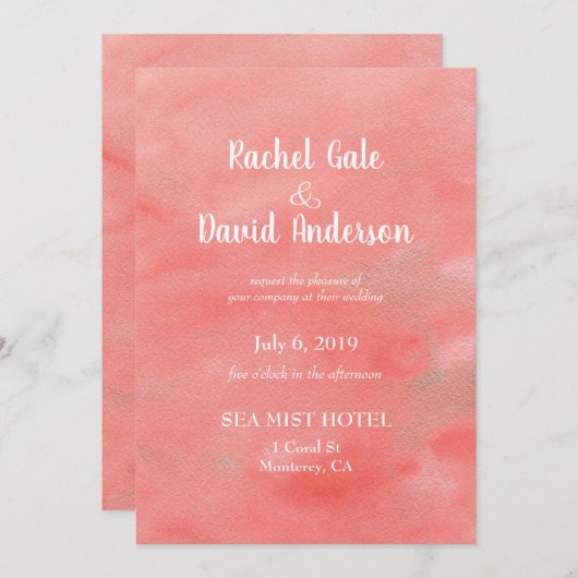 Waterverf van Coral Dreams Weddenschap Kaart (Voorkant / Achterkant)