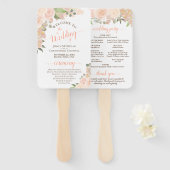 Waterverf van Coral Peach Floral Boho Wedding Prog Handwaaier (Voorkant en achterkant)