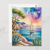 Waterverf van Corsica Briefkaart (Voorkant / Achterkant)