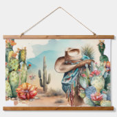 Waterverf van cowboy pet cactus western hangend wandkleed (Voorkant)
