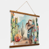 Waterverf van cowboy pet cactus western hangend wandkleed (Gebogen)