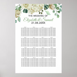 Waterverf van Cream Roos Floral Wedding Poster