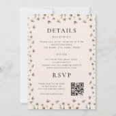 Waterverf van Cream Wildflower Calligrafie Weddens Kaart (Achterkant)