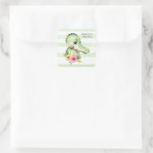 Waterverf van Cute Alligator Floral Baby shower Vierkante Sticker (Tas)