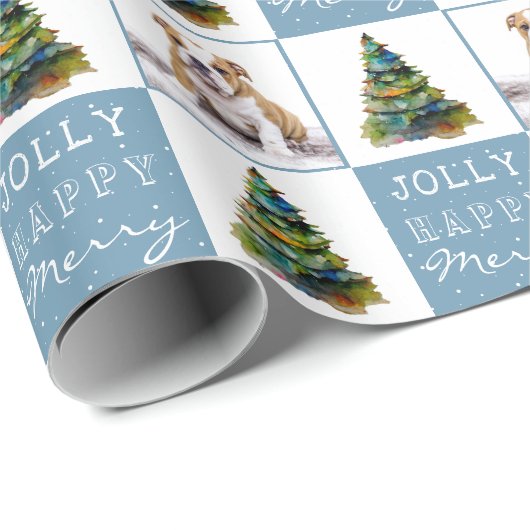 Waterverf van Cute Dog Puppy Pet Kerstmis Foto Cadeaupapier (Rol Hoek)