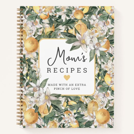Waterverf van Cute Tropical Lemon Citrus Recipe Notitieboek (Voorkant)