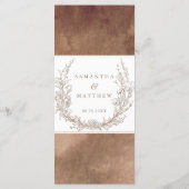 Waterverf van de Aarde Tones, Elegant Floral Weddi Menu (Achterkant)