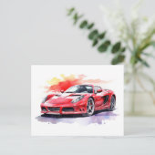 Waterverf van de auto briefkaart (Staand voorkant)