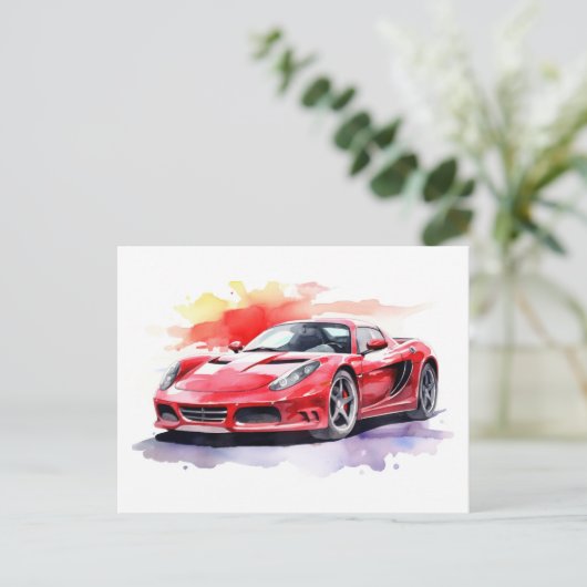 Waterverf van de auto briefkaart (Staand voorkant)