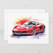 Waterverf van de auto briefkaart (Voorkant / Achterkant)