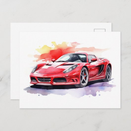 Waterverf van de auto briefkaart (Voorkant / Achterkant)