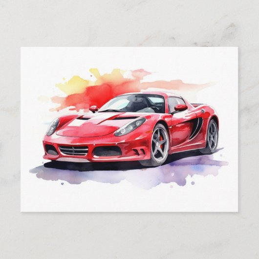 Waterverf van de auto briefkaart (Voorkant)