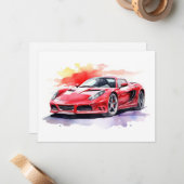 Waterverf van de auto notitiekaartje (Voorkant / Achterkant in situ)