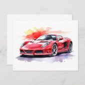 Waterverf van de auto notitiekaartje (Voorkant / Achterkant)