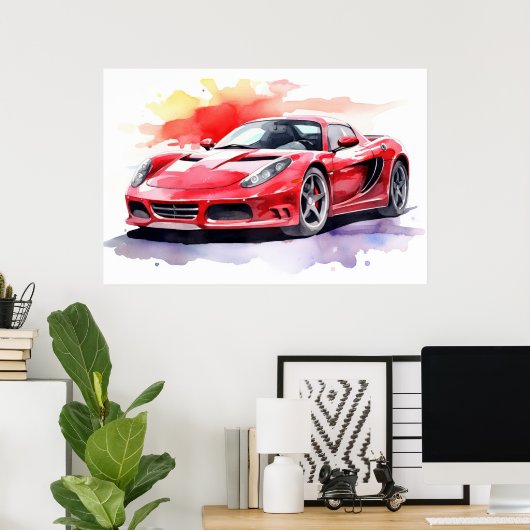 Waterverf van de auto poster (Thuiskantoor)
