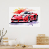 Waterverf van de auto poster (Keuken)
