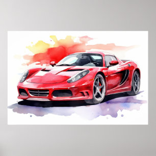 Waterverf van de auto poster