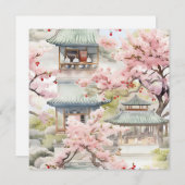 Waterverf van de Aziatische Pagode te midden van k (Voorkant / Achterkant)