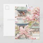 Waterverf van de Aziatische Pagode te midden van k Briefkaart (Voorkant / Achterkant)