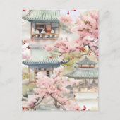 Waterverf van de Aziatische Pagode te midden van k Briefkaart (Voorkant)