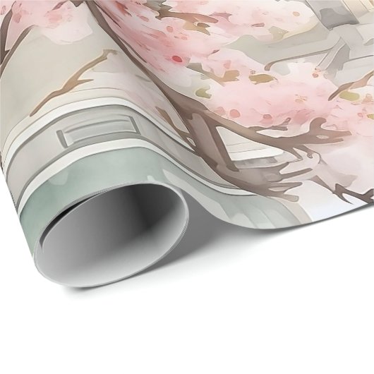 Waterverf van de Aziatische Pagode te midden van k Cadeaupapier (Rol Hoek)