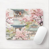 Waterverf van de Aziatische Pagode te midden van k Muismat (Met muis)