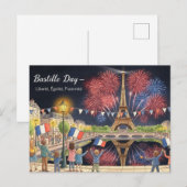 Waterverf van de Bastille-dag Briefkaart (Voorkant / Achterkant)