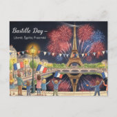 Waterverf van de Bastille-dag Briefkaart (Voorkant)