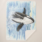 Waterverf van de Bbereikende Orca-walvis Sherpa Deken (Voorkant)