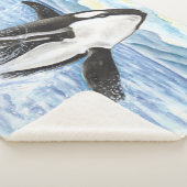 Waterverf van de Bbereikende Orca-walvis Sherpa Deken (3/4)