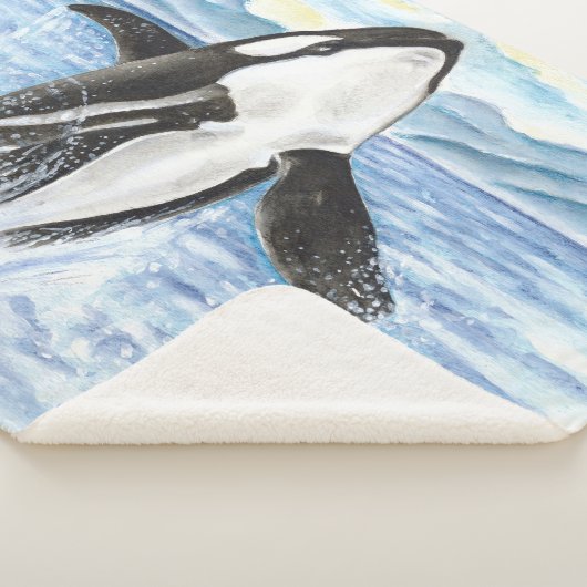 Waterverf van de Bbereikende Orca-walvis Sherpa Deken (3/4)
