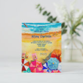 Waterverf van de begroting - Beach Birthday Party  (Staand voorkant)