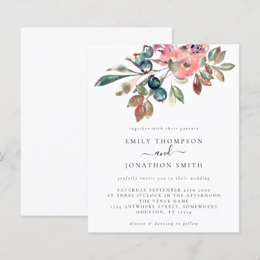 Waterverf van de begroting Florals Weddenschap (Voorkant / Achterkant)