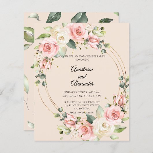 Waterverf van de begroting - uitnodiging van het F (Voorkant / Achterkant)